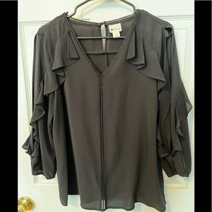 Black cut out sleeve dress top